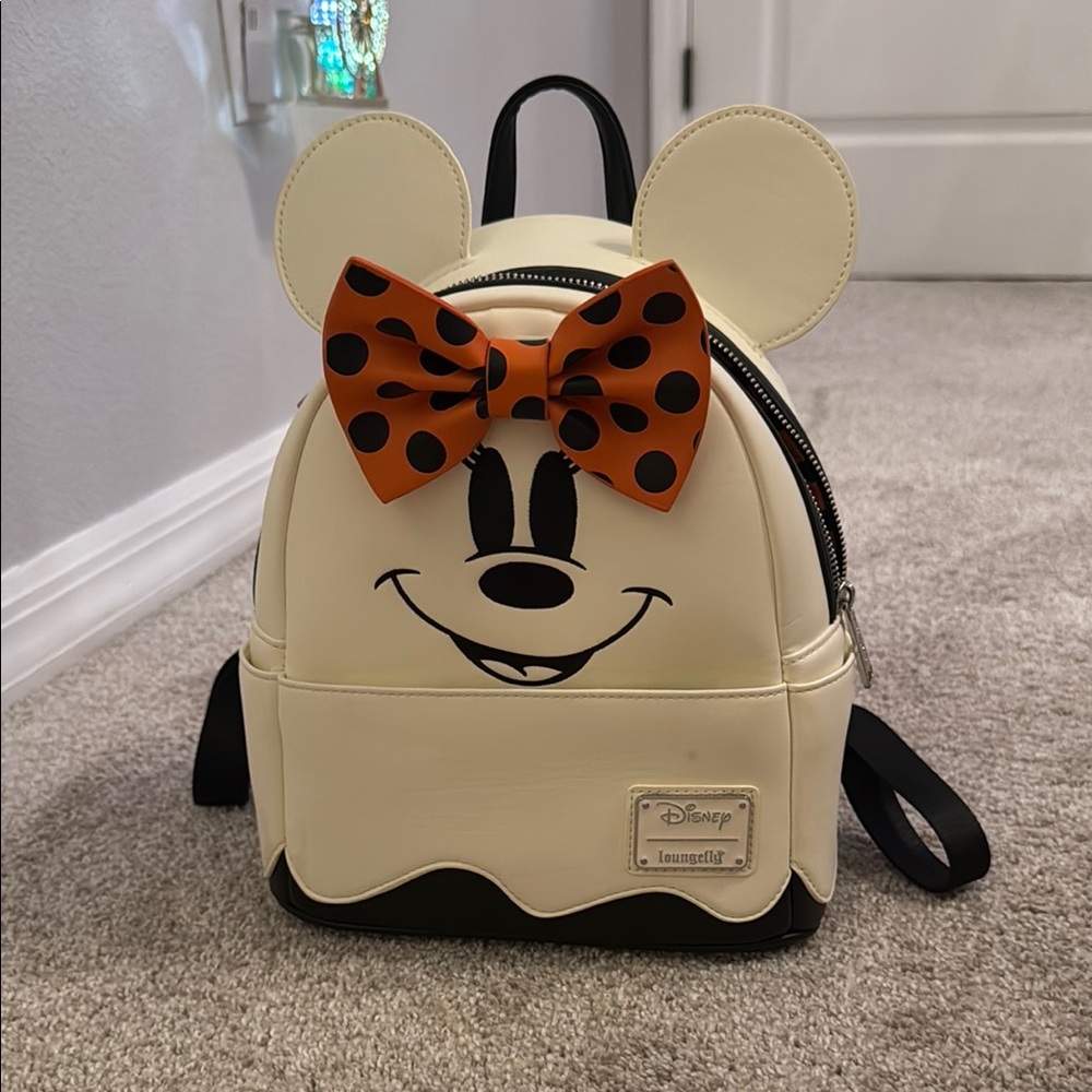 Loungefly Disney Ghost Halloween Backpack with Orange Bow